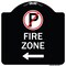 Signmission Fire Zone No Parking and Left Arrow Heavy-Gauge Aluminum Sign, 18" x 18", BW-1818-23974 A-DES-BW-1818-23974 - alternate 1